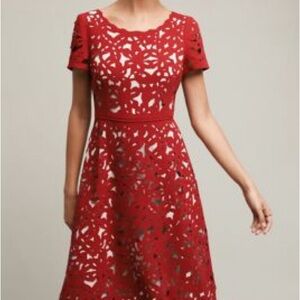 Anthropologie Moulinette Soeurs red cutout dress 8 Ali’s